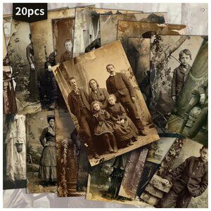 Postcards Sepia-Tone Vintage Distressed Photos Family Portraits Scrapbooking DIY